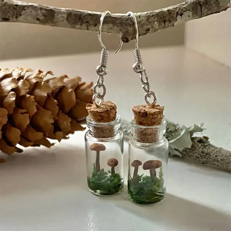 Preserved Moss Sheet - Echte Paddestoel Oorbellen Pot/Fles Paddestoel Glazen